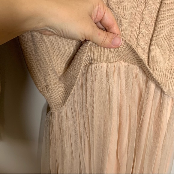 Soft Cable Knit Sweater Dress With Tulle Skirt - Picture 6 of 7